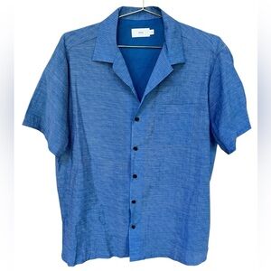Onia / Men's Blue Short Sleeve Button Down Shirt, Size Large